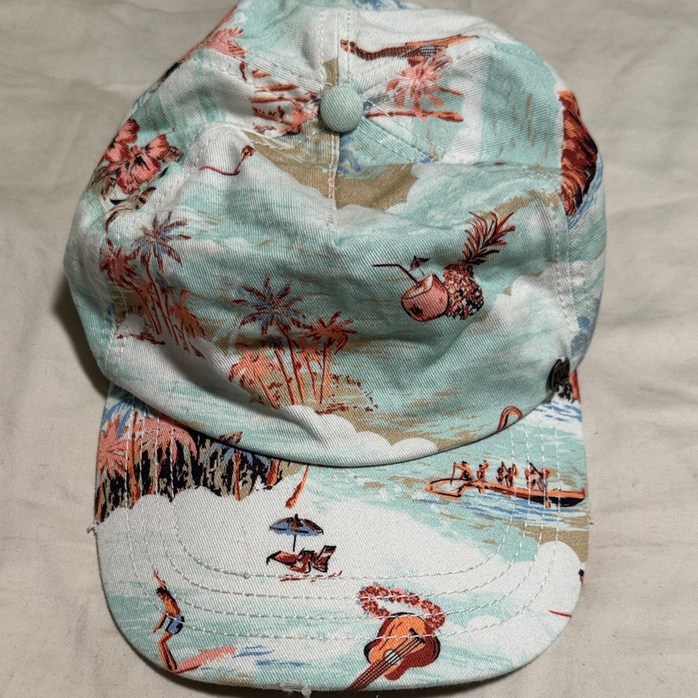 Billabong Aqua and Coral Beach Scene Cap